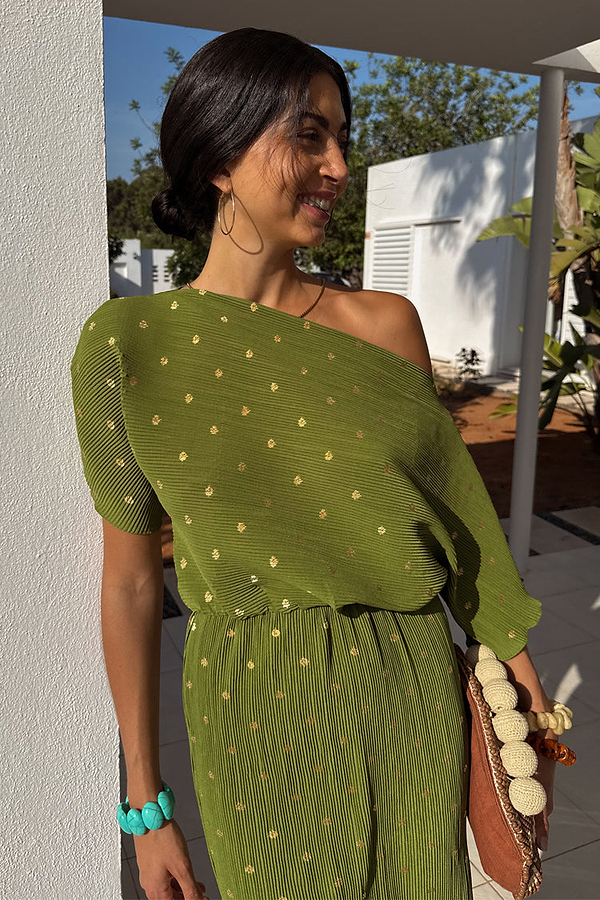 Khaki Plisse Tilly Dress Petite