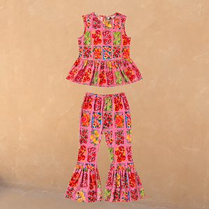 Girl's Pink Fruit Wide Leg Set