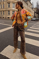 Thumbnail for caption_Model wears  Leopard Lucia Scallop Detail Jeans in UK size 6/ US 2