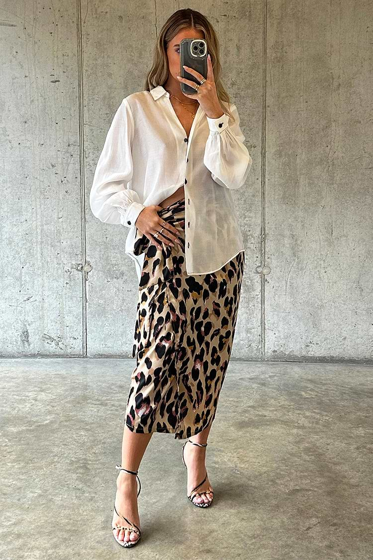 Leopard print wrap skirt petite best sale