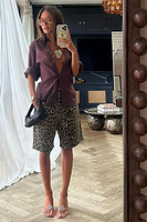 Thumbnail for caption_Model wears Leopard Lucia Scallop Pocket Long Shorts in UK size 10/ US 6