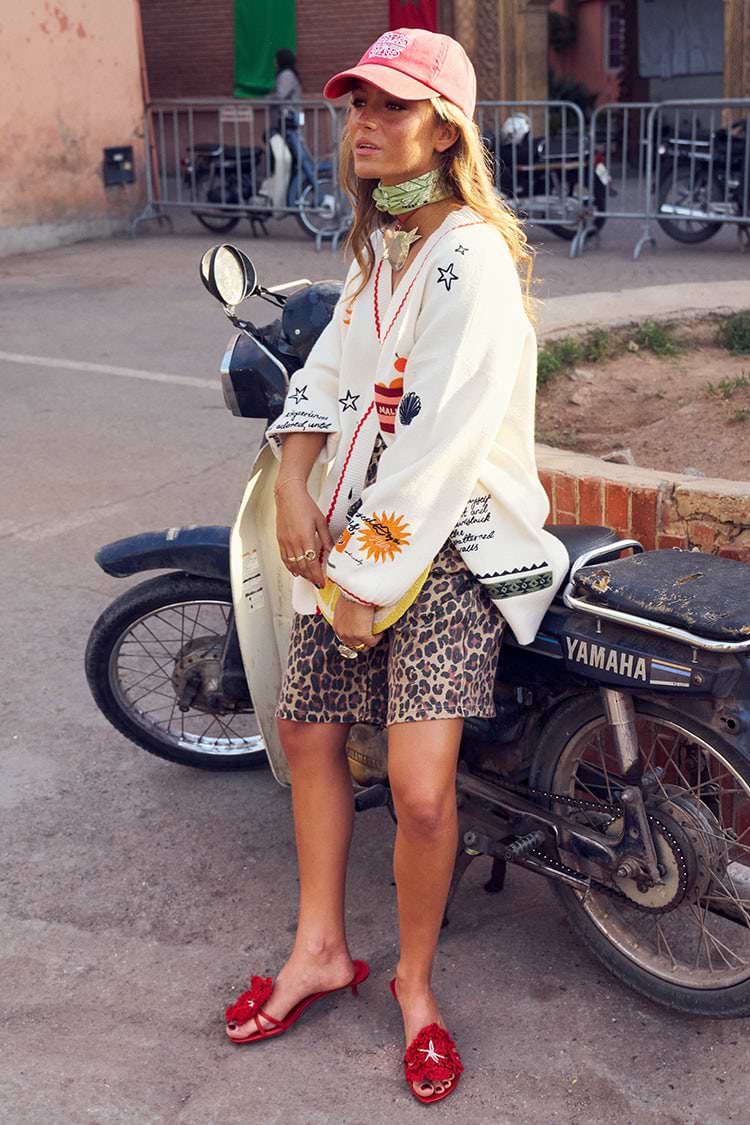Leopard Lucia Scallop Pocket Long Shorts