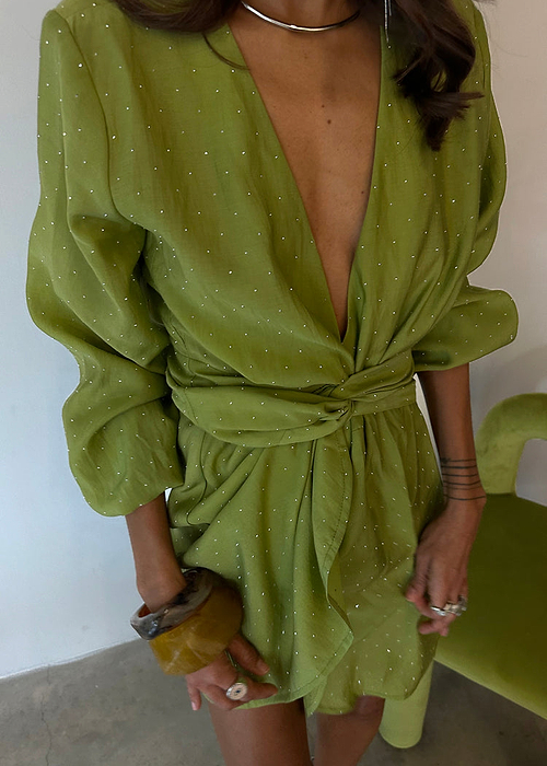 Lime Stud Mini Vienna Dress