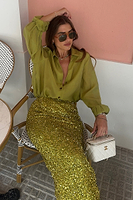 Thumbnail for Lime Sequin Dorris Skirt