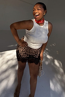 Thumbnail for caption_Model wears Leopard Lace Maeva Skirt  in UK size 16/ US 12