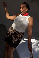 Thumbnail for caption_Model wears Leopard Lace Maeva Skirt  in UK size 16/ US 12