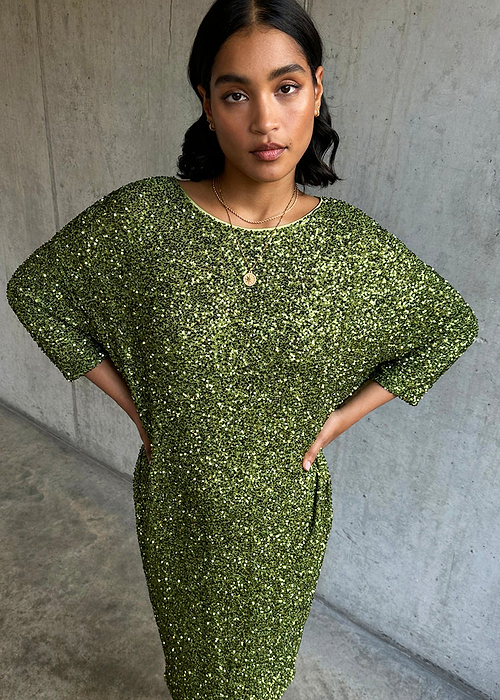Olive Sequin Jem Dress
