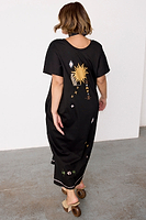 Thumbnail for Black Sunshine Palm T-Shirt Dress