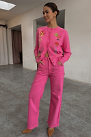 Thumbnail for Pink Denim Scallop Detail Jeans Petite