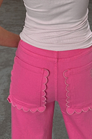 Thumbnail for Pink Denim Scallop Detail Jeans Petite