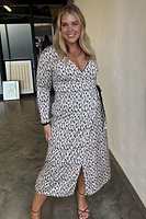 Thumbnail for caption_Model wears Animal Reversible Wrap Dress in UK size 10/ US 6