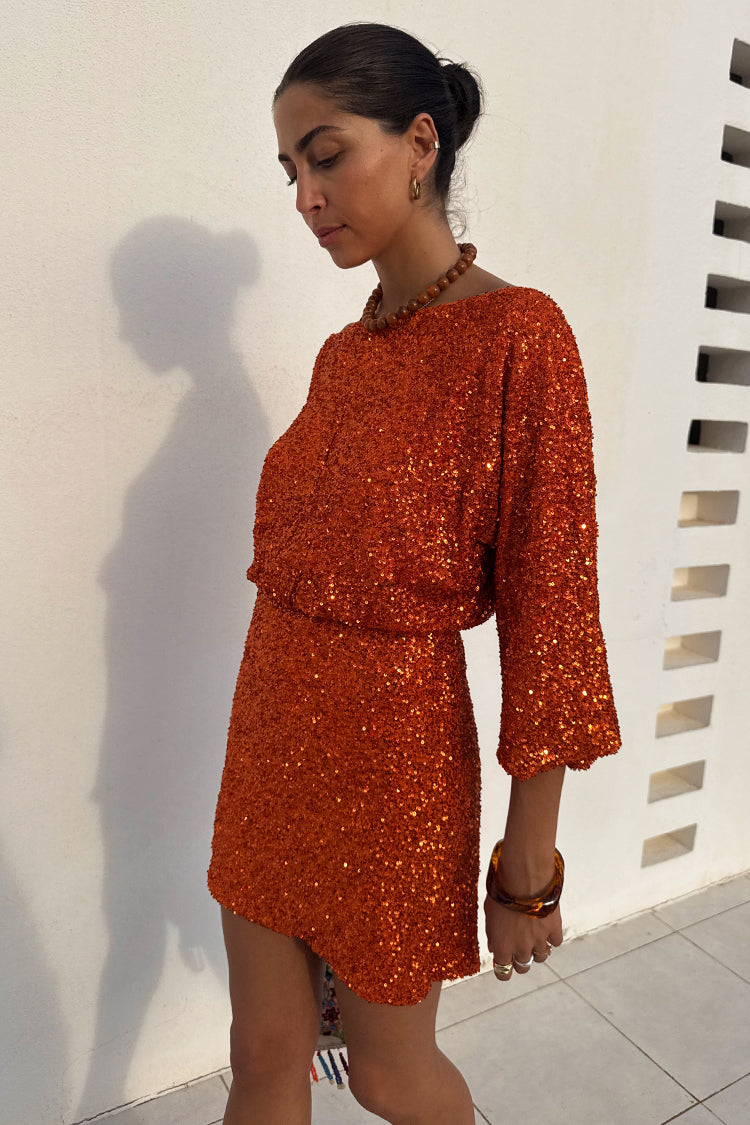 Orange Sequin Tilly Dress Petite