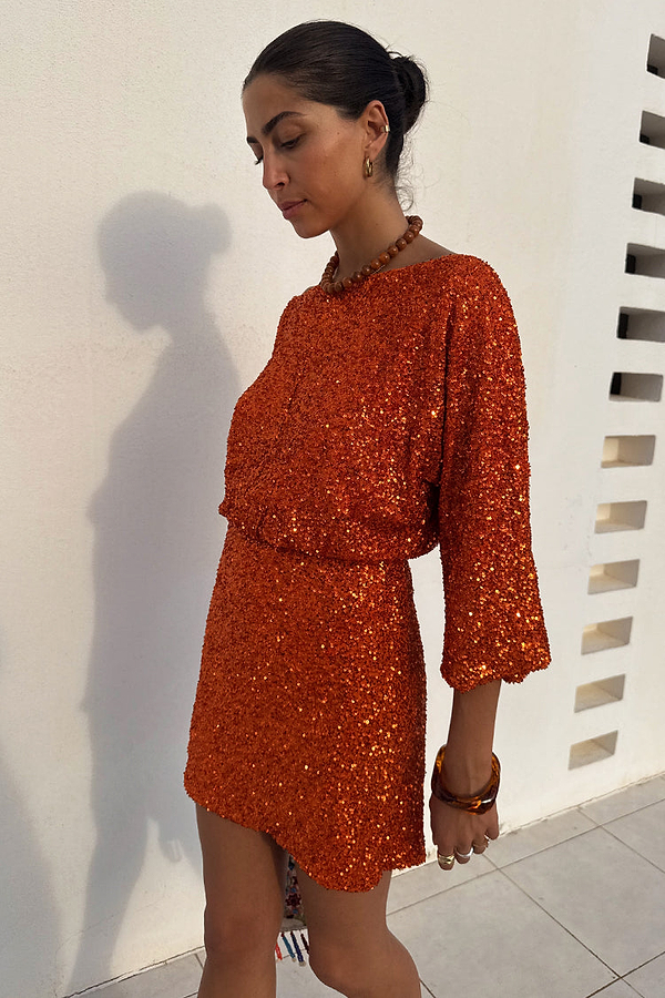 Orange Sequin Tilly Dress Petite