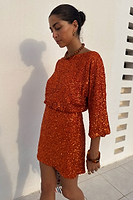 Thumbnail for Orange Sequin Tilly Dress Petite