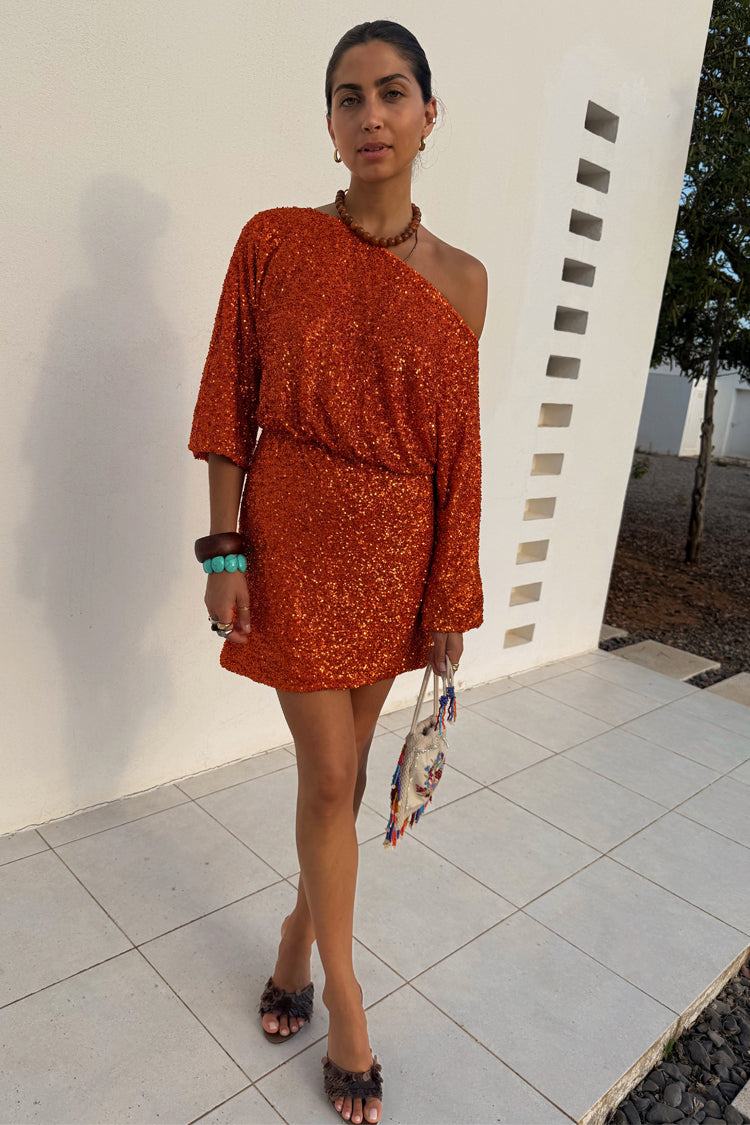 Orange Sequin Tilly Dress Petite