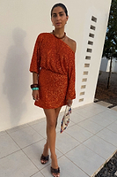 Thumbnail for Orange Sequin Tilly Dress Petite
