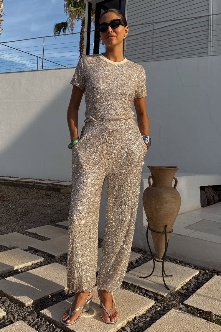 Silver Sequin Naomi Trousers Petite
