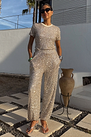 Thumbnail for Silver Sequin Naomi Trousers Petite