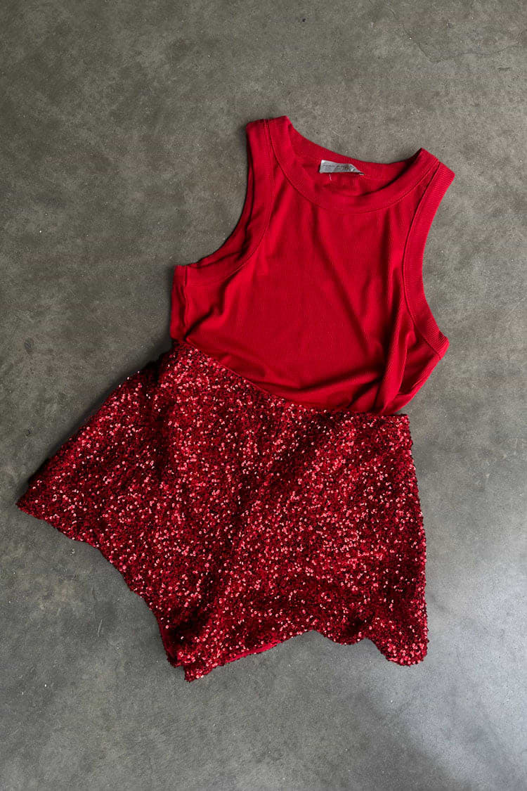 Red Sequin Hot Pants