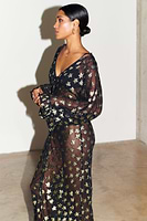 Thumbnail for caption_Model wears Black Star Jacquard Isabella Dress in UK 8 / US 4
