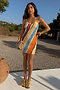 Sunset Stripe Mini Wrap Dress