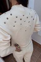 Thumbnail for Ecru Studded Cardigan