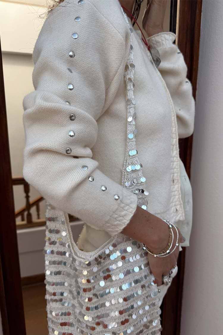 Ecru Studded Cardigan