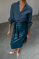 Thumbnail for Teal Vegan Leather Jaspre Skirt