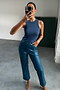 Teal Vegan Leather Trousers
