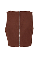 Thumbnail for Brown Cotton Linen Racer Top