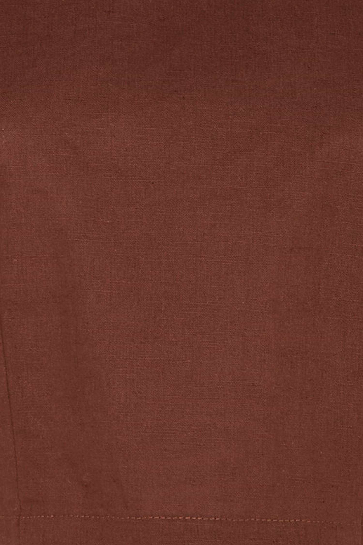 Brown Cotton Linen Racer Top