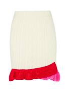 Thumbnail for Cream Ruffle Cable Knit Skirt