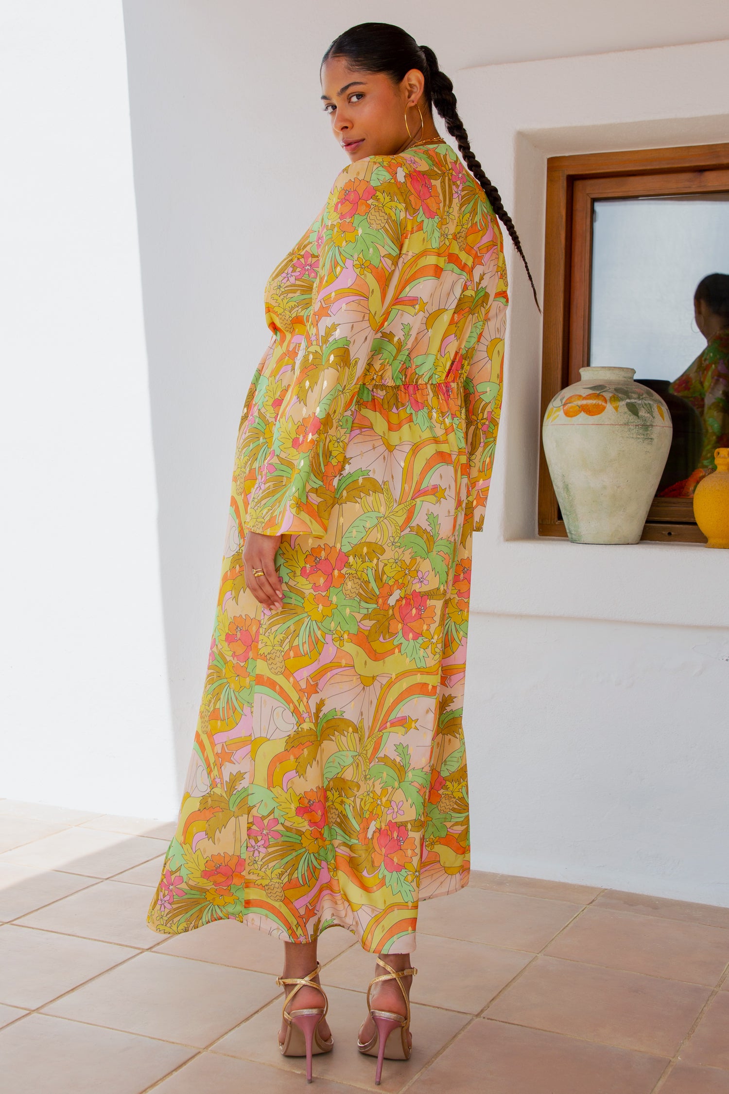 model wearing Sunset Tropics Angie Dress