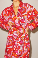 Thumbnail for Pink Swirl Satin Dressing Gown