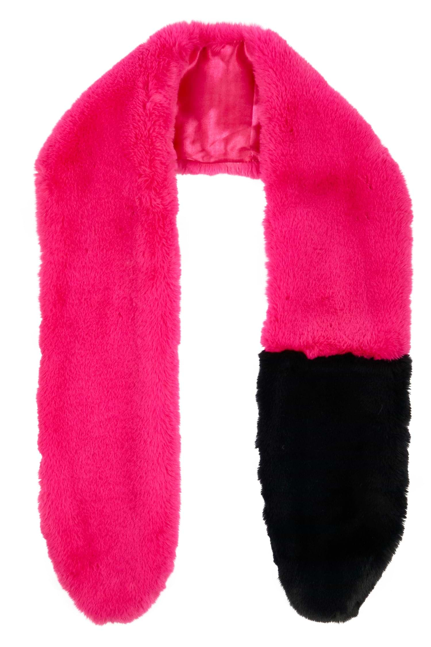 Fuchsia and Navy Fur Scarf 