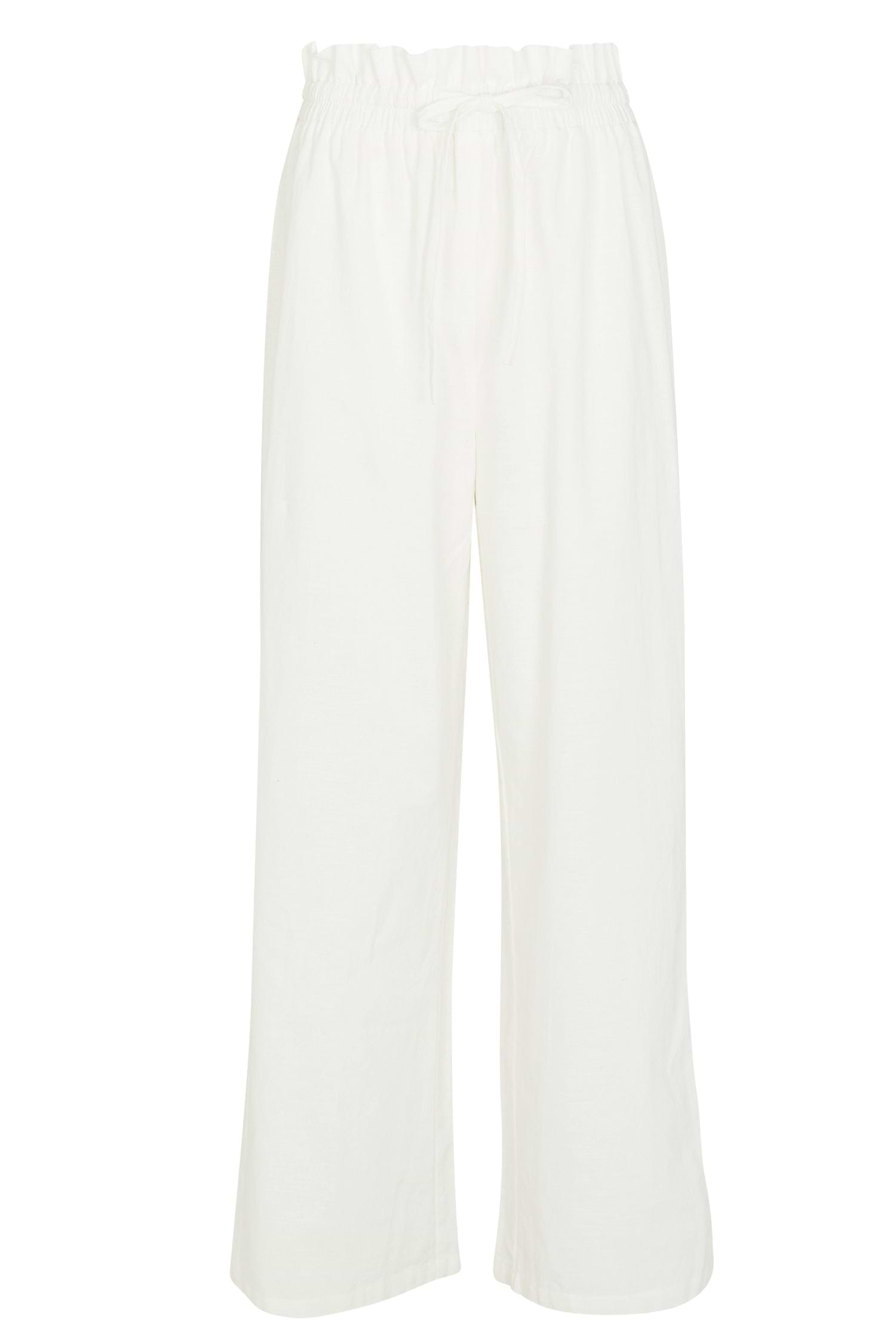 White Cotton Linen Demi Trouser