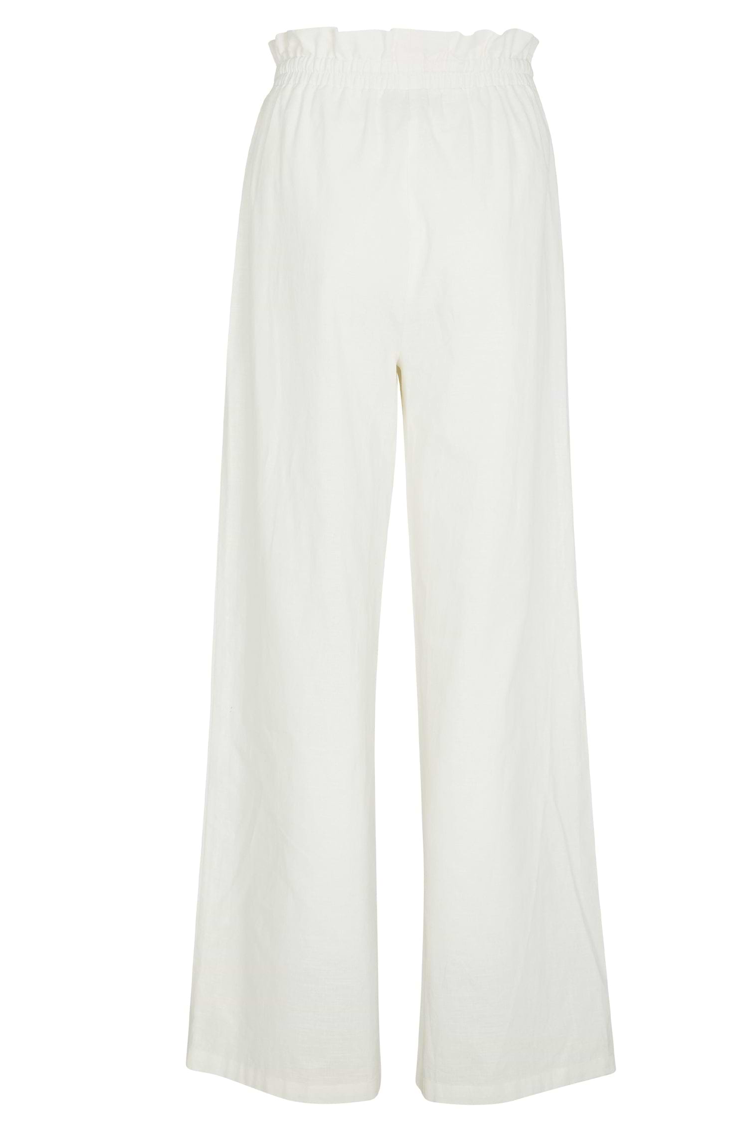 White Cotton Linen Demi Trouser