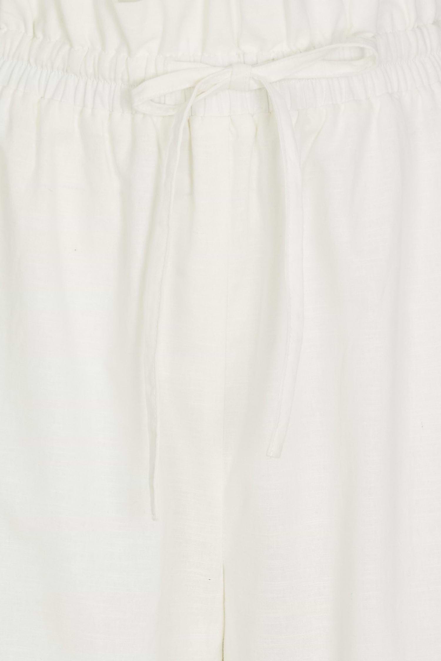 White Cotton Linen Demi Trouser