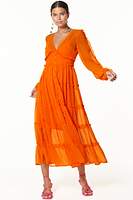 Thumbnail for Model wearing Orange Clemmie Dress facing the camera