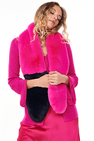 Thumbnail for Fuchsia and Navy Fur Scarf 