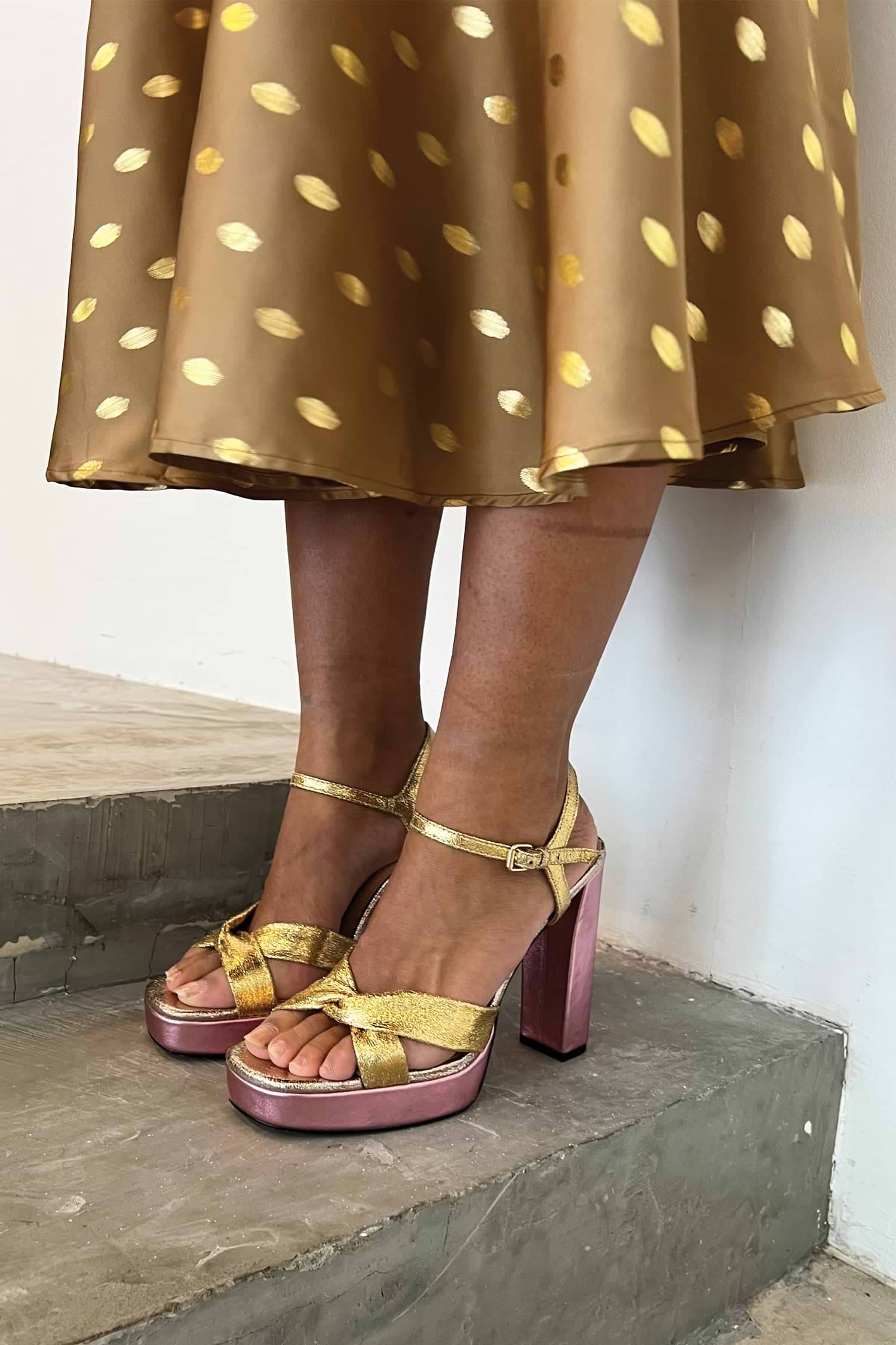 Gold Mya Dress With Gold Fleck