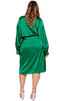 Thumbnail for Model wearing Green Vienna Midi Dress standing facing away from the camera