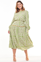 Thumbnail for Model wearing Khaki Bandana Indie Dress standing facing the camera 