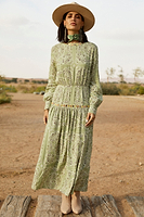 Thumbnail for Model wearing Khaki Bandana Indie Dress standing facing the camera 