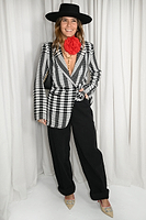 Thumbnail for Model wearing Mono Check Blazer standing facing the camera