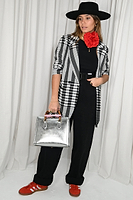 Thumbnail for Model wearing Mono Check Blazer standing facing the camera