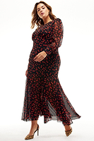 Thumbnail for Model Wearing Black Rena Rose Midi Dress standing facing the camera