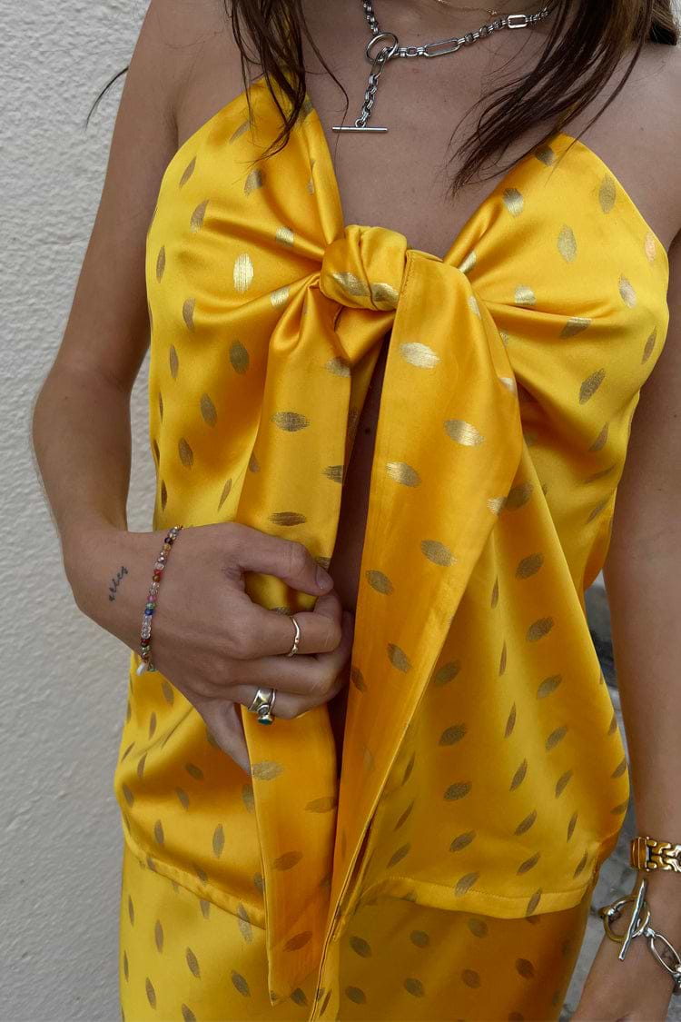 Model wearing Sunshine Mason Tie Front Top