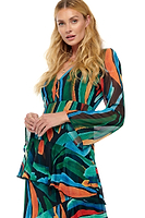 Thumbnail for Model wearing Zebra Palma Dress standing facing the camera close up