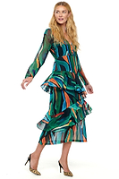Thumbnail for Model wearing Zebra Palma Dress standing facing the camera